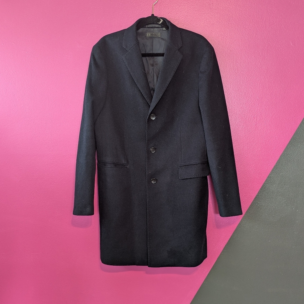 Men's Black Military Pea Coat Overcoat Jacket